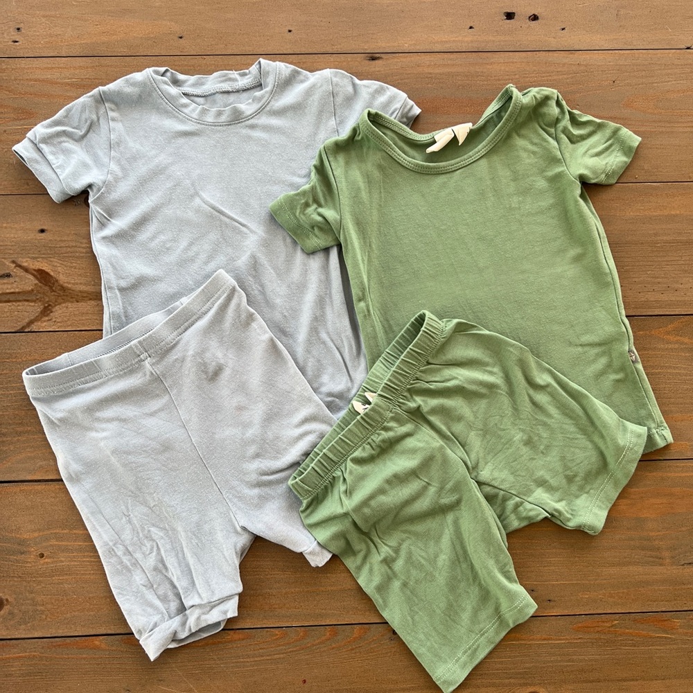 Kyte BABY Short Sleeve Pajama Sets in  Sage Green and another off brand in blue